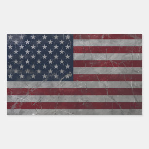 Adesivo Retangular Metal Vintage Grunge American Flag