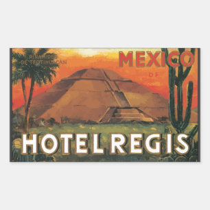 Adesivo Retangular Mexico Ds Hotel Regis, Vintage