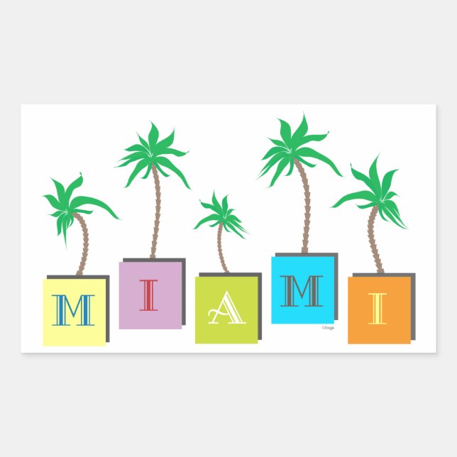 Adesivo Retangular Miami Beach Palms (Frente)