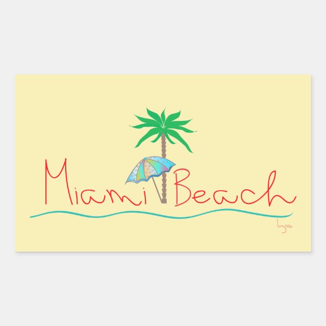 Adesivo Retangular Miami com Palm e Umbrella (Frente)