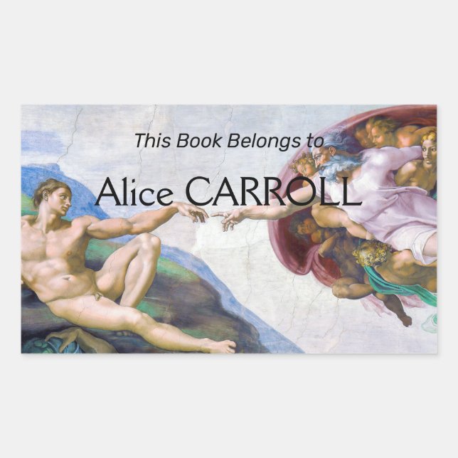 Adesivo Retangular Michelangelo - Criação de Adão Isolado (Frente)