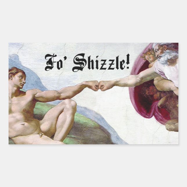 Adesivo Retangular Michelangelo: Criação De Punho De Homem Fo Shizzle (Frente)
