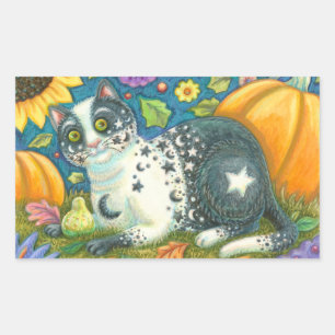 Adesivo Retangular MILKYWAY Halloween Folk Art CAT STICKERS Sheet