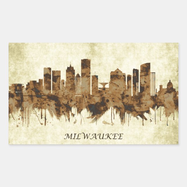 Adesivo Retangular Milwaukee Wisconsin Cityscape (Frente)