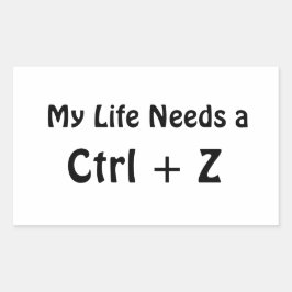 Adesivo Retangular Minha Vida Precisa de um Ctrl + Z