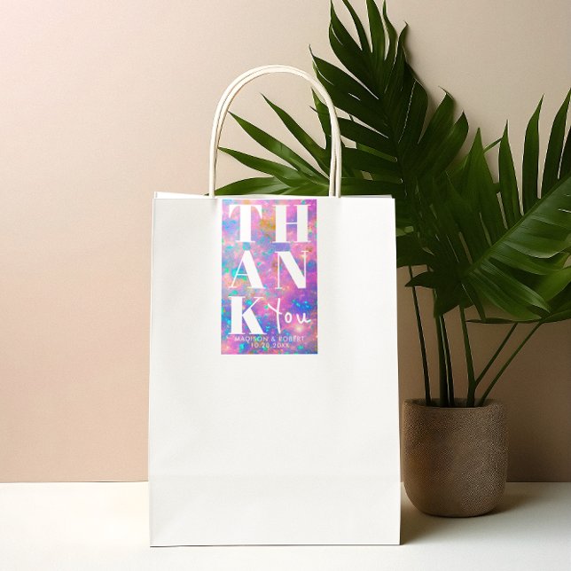 Adesivo Retangular Mínima Opal Stone Bold Obrigado Favor De Casamento (Criador carregado)