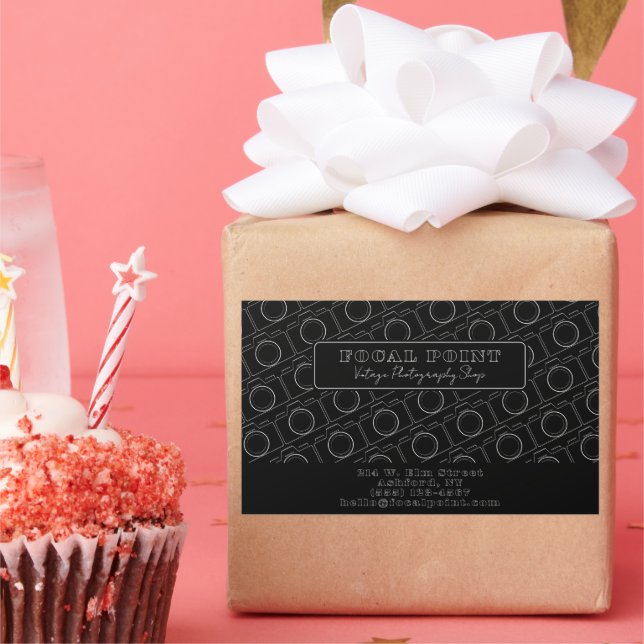 Adesivo Retangular  Minimal Black & White Camera Pattern Photography (Festa)