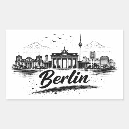 Adesivo Retangular Minimalist Berlin Germany Cityscape Art