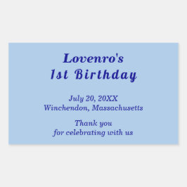 Adesivo Retangular Minimalist Light Blue Kids Birthday Stickers