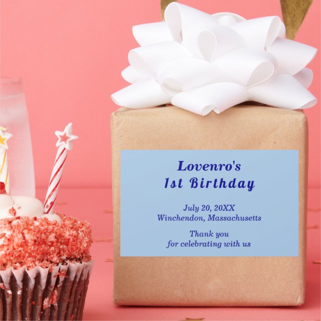 Adesivo Retangular Minimalist Light Blue Kids Birthday Stickers (Festa)