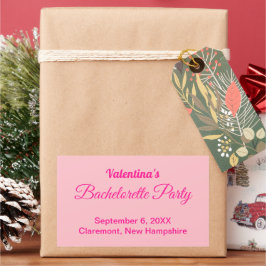 Adesivo Retangular Minimalist Text-Based Pink Bachelorette Party