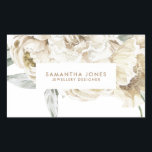 Adesivo Retangular Minimalista Moderno Peônia Floral Aquarela Branco<br><div class="desc">Personalize com seu nome este design floral aquarela minimalista,  moderno e elegante</div>