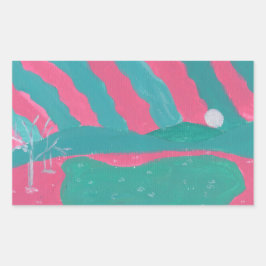 Adesivo Retangular Minimalistic Pink and Green Landscape Stickers