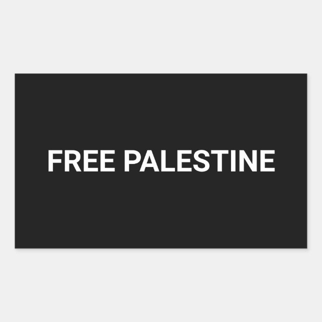 Adesivo Retangular Mínimo de texto personalizado preto da Palestina l (Frente)