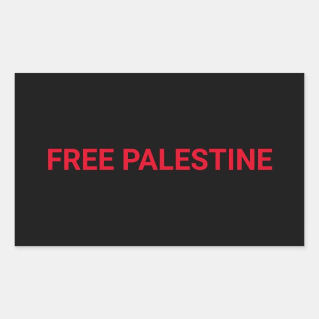 Adesivo Retangular Mínimo de texto personalizado preto da Palestina l (Frente)