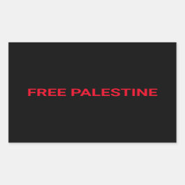 Adesivo Retangular Mínimo de texto personalizado preto da Palestina l