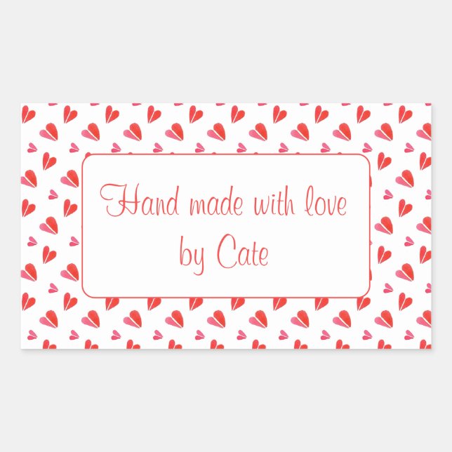 Adesivo Retangular MÍNIMOS CORAÇÕES Retângulos "Mãos Feitas" (Frente)