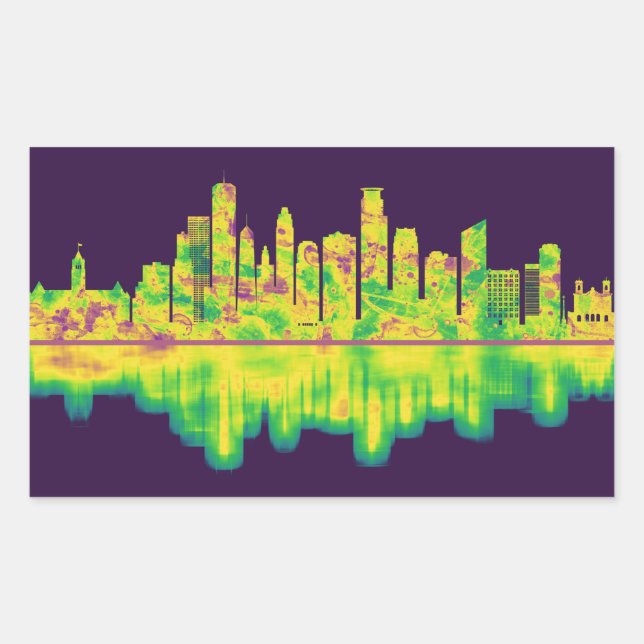 Adesivo Retangular Minneapolis Minnesota Skyline (Frente)