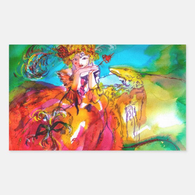 Adesivo Retangular MIRANDOLINA, rosa, amarelo fuchsia (Frente)