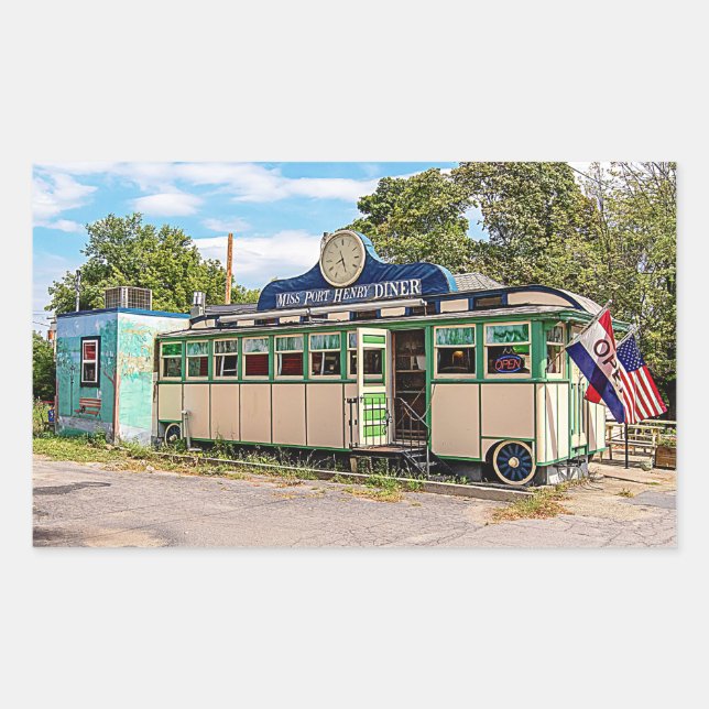 Adesivo Retangular Miss Port Henry Diner, Port Henry, Nova Iorque (Frente)