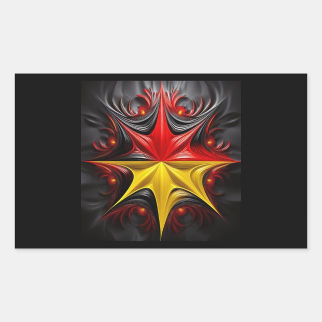 Adesivo Retangular Mistura de Mandelbrot Fractal com a bandeira alemã (Frente)
