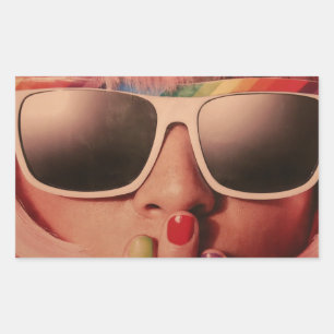 Adesivo Retangular Moça da moda de arte pop