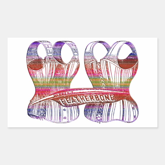 Adesivo Retangular Moda 1800s Corset Bustier Roupa vitoriana (Frente)