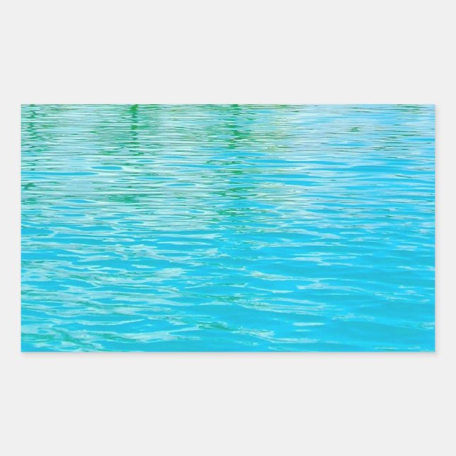 Adesivo Retangular Modelo de água do mar em branco personalizado azul (Frente)
