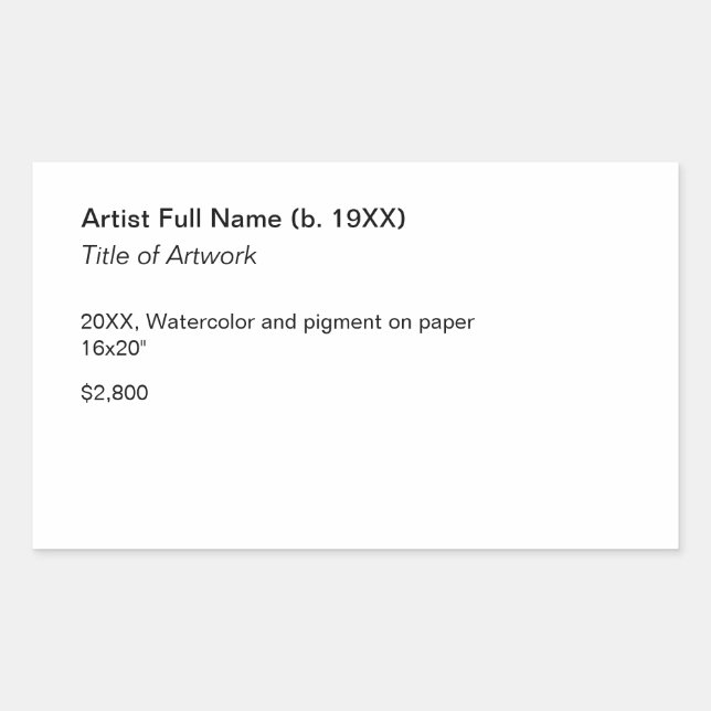 Adesivo Retangular Modelo de rótulo de exposição de arte adesiva (Frente)