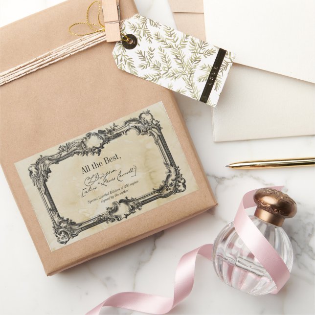 Adesivo Retangular Modelo do Autor de Assinatura de Pergaminho (Presentear)