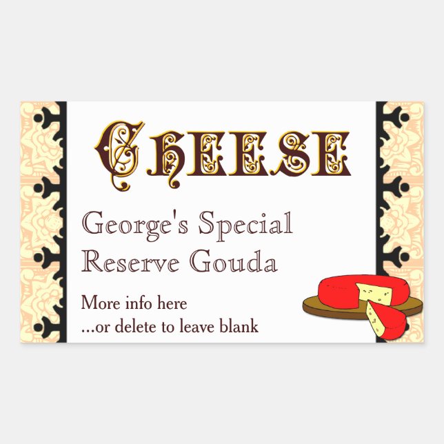 Adesivo Retangular Modelo do Vinheta de Queijo Homemado Personalizado (Frente)