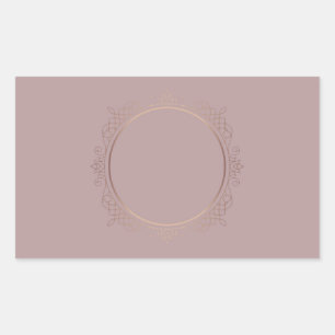 Adesivo Retangular Modelo Elegante em Dourado Rosa em Branco Adicione