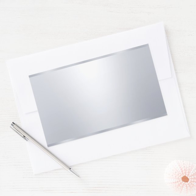 Adesivo Retangular Modelo personalizado elegante falso prata em branc (Envelope)
