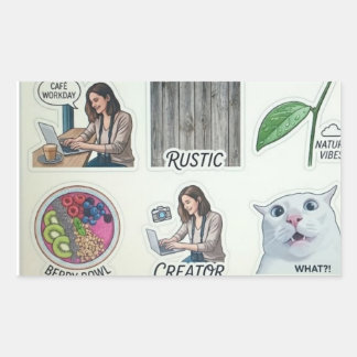 Adesivo Retangular Modern Creator & Nature Sticker Sheet - Funny Cat 