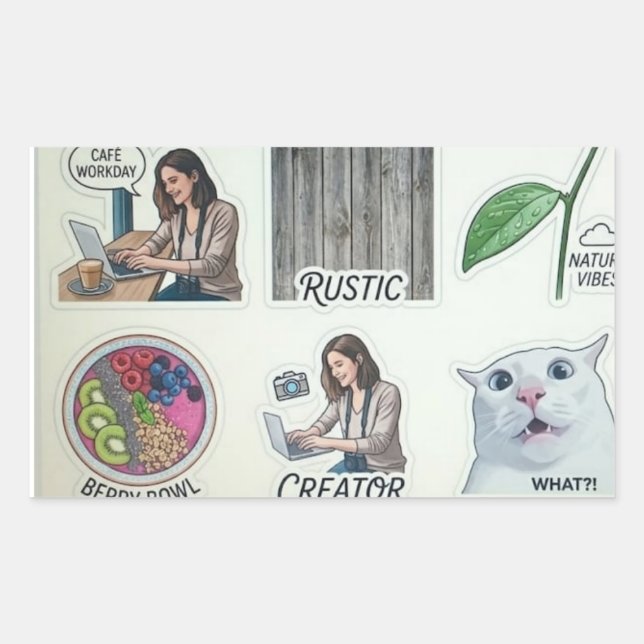 Adesivo Retangular Modern Creator & Nature Sticker Sheet - Funny Cat  (Frente)