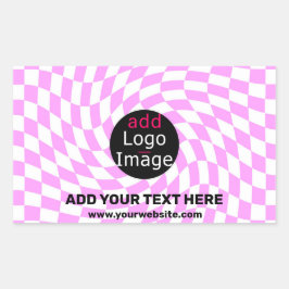 Adesivo Retangular Modern Professional Custom Brand Checker Pink 