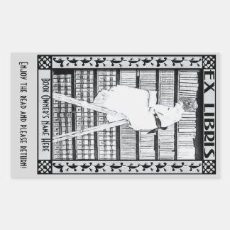 Adesivo Retangular Modern Vintage Bookplate v3 PERSONALIZADO