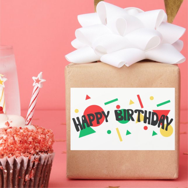 Adesivo Retangular Moderno colorido para crianças Praça de Aniversári (Festa)