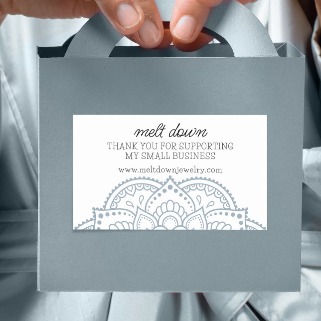 Adesivo Retangular Moderno Mandala Obrigado Pequena Empresa (Modern Mandala Thank You Small Business Rectangular Sticker)