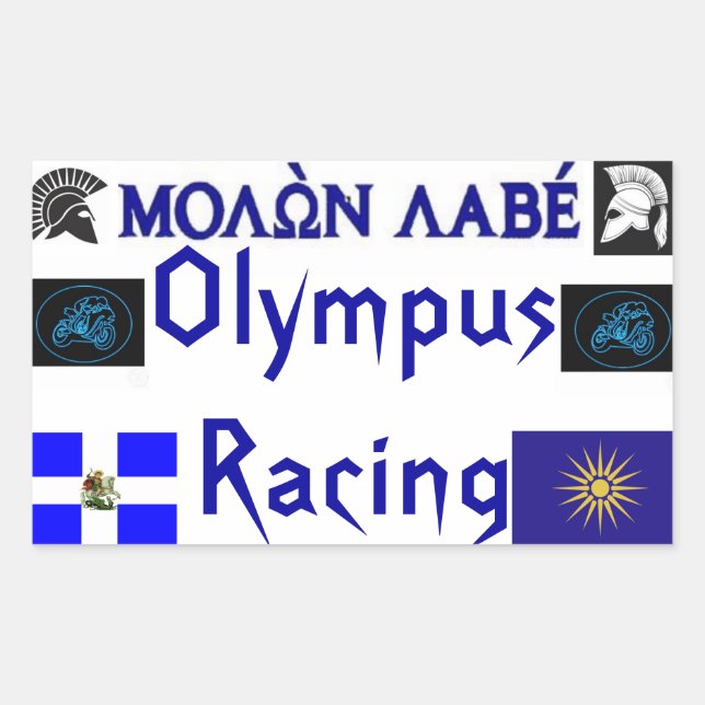 Adesivo Retangular Molon Labe Olympus Racing Sticket (Frente)