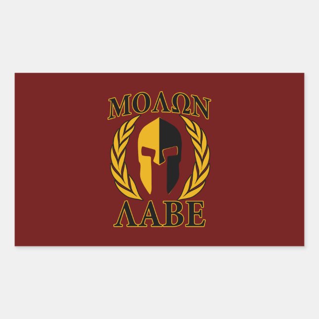 Adesivo Retangular Molon Labe Spartan Mask Laurels Burgundy Vermelho (Frente)