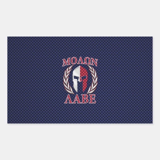 Adesivo Retangular Molon Labe Spartan Warrior Carbono Estilo (Frente)