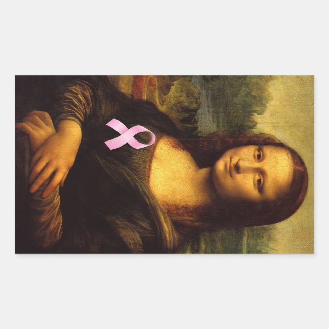 Adesivo Retangular Mona Lisa Com Fita Rosa (Frente)