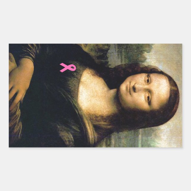 Adesivo Retangular Mona Lisa de Fita Rosa (Frente)