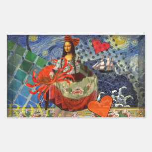 Adesivo Retangular Mona Lisa Diversão Zodiac Whimsical