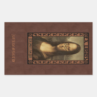 Adesivo Retangular Mona Lisa em Óculos de Leitura (Personalizado)