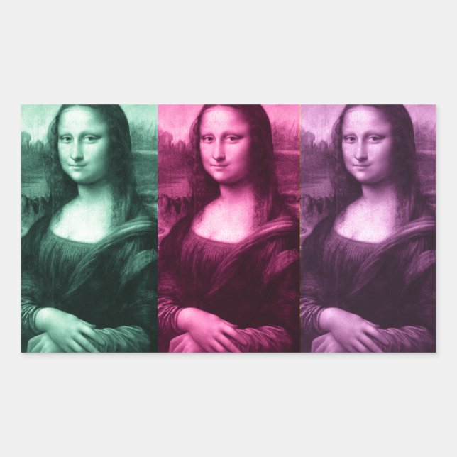 Adesivo Retangular Mona Lisa Green Pink Purple (Frente)