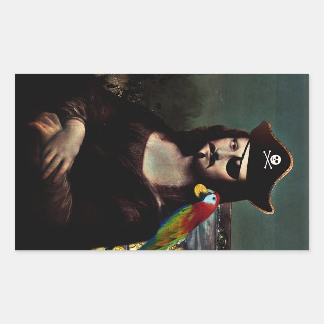 Adesivo Retangular Mona Lisa Pirate com bigode (Frente)