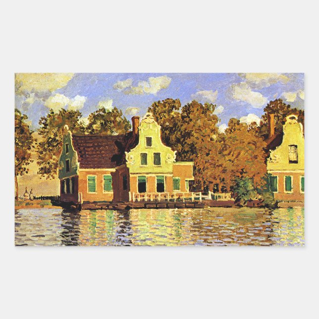 Adesivo Retangular Monet - Casas do rio Zaan em Zaandam, (Frente)