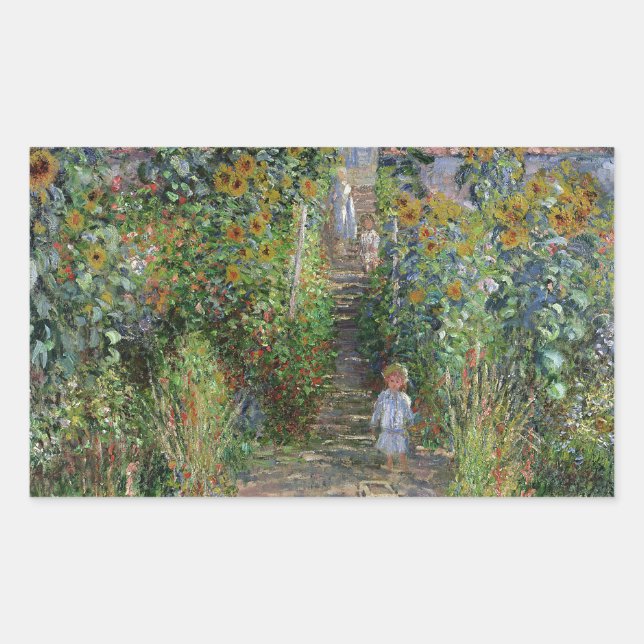 Adesivo Retangular Monet Garden Vetheuil Impressionim Pintura (Frente)